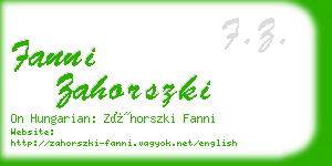 fanni zahorszki business card